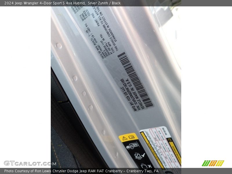 2024 Wrangler 4-Door Sport S 4xe Hybrid Silver Zynith Color Code PSE