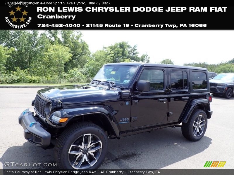 Black / Black 2024 Jeep Wrangler 4-Door Sport S 4xe Hybrid