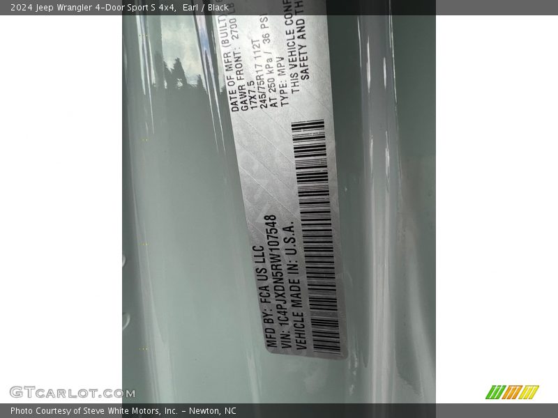 Earl / Black 2024 Jeep Wrangler 4-Door Sport S 4x4