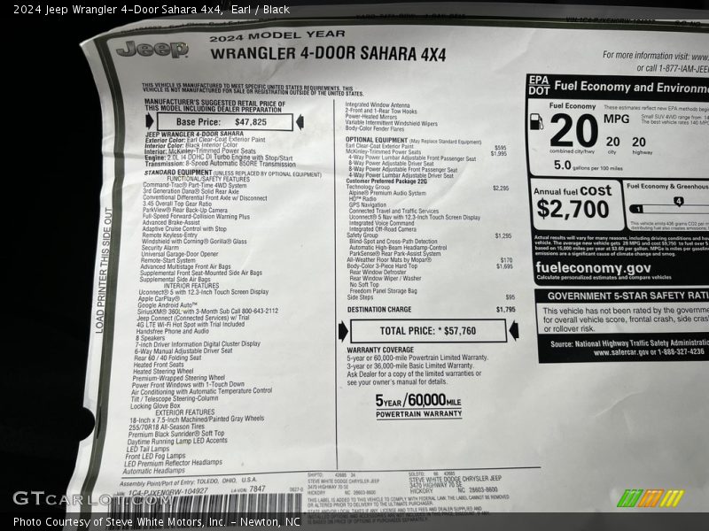  2024 Wrangler 4-Door Sahara 4x4 Window Sticker