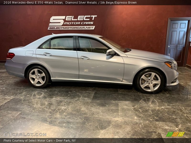 Diamond Silver Metallic / Silk Beige/Espresso Brown 2016 Mercedes-Benz E 350 4Matic Sedan