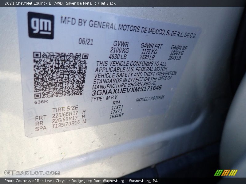 Silver Ice Metallic / Jet Black 2021 Chevrolet Equinox LT AWD
