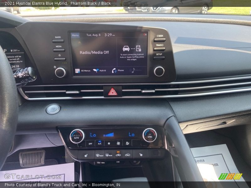 Controls of 2021 Elantra Blue Hybrid