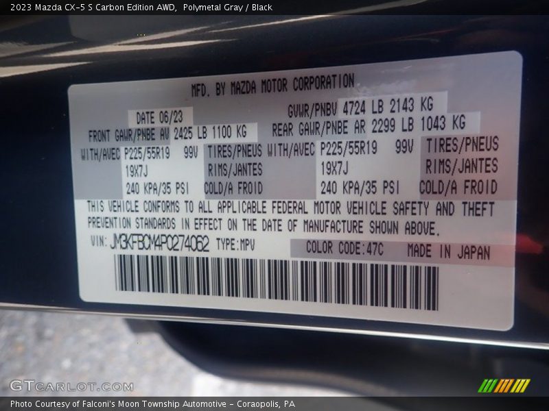Polymetal Gray / Black 2023 Mazda CX-5 S Carbon Edition AWD