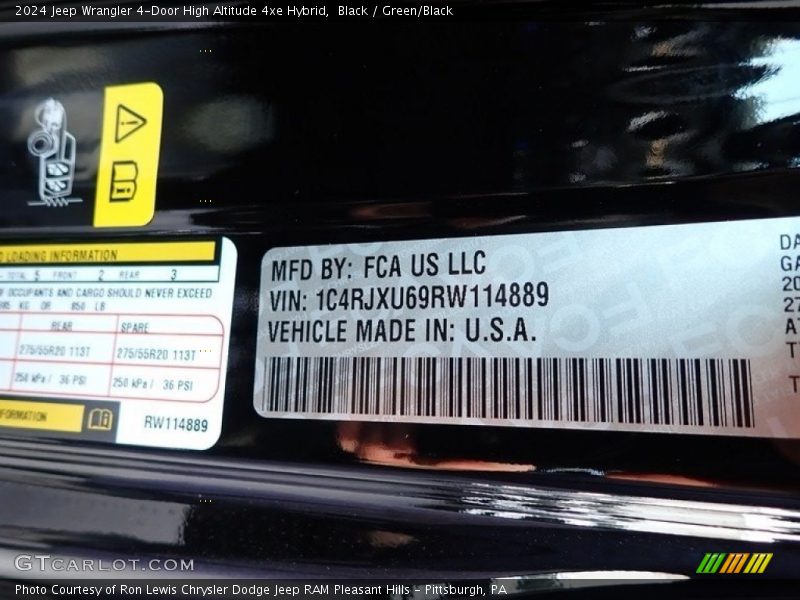Black / Green/Black 2024 Jeep Wrangler 4-Door High Altitude 4xe Hybrid