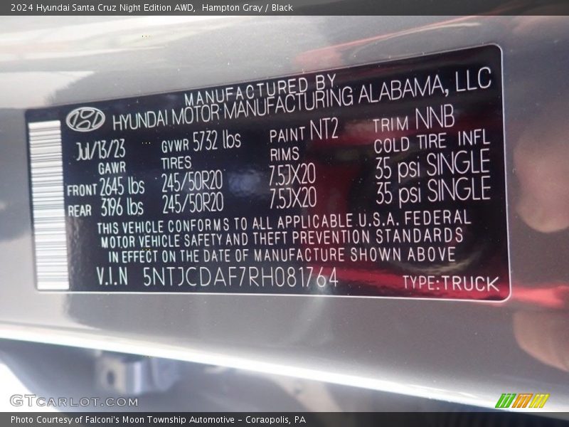 Hampton Gray / Black 2024 Hyundai Santa Cruz Night Edition AWD