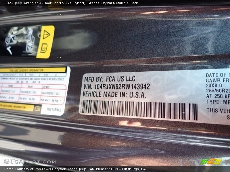 Granite Crystal Metallic / Black 2024 Jeep Wrangler 4-Door Sport S 4xe Hybrid