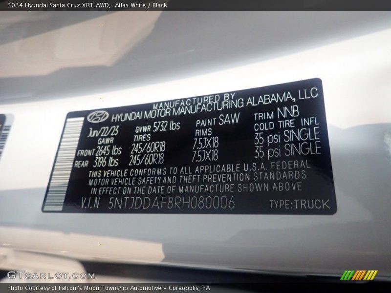 Atlas White / Black 2024 Hyundai Santa Cruz XRT AWD