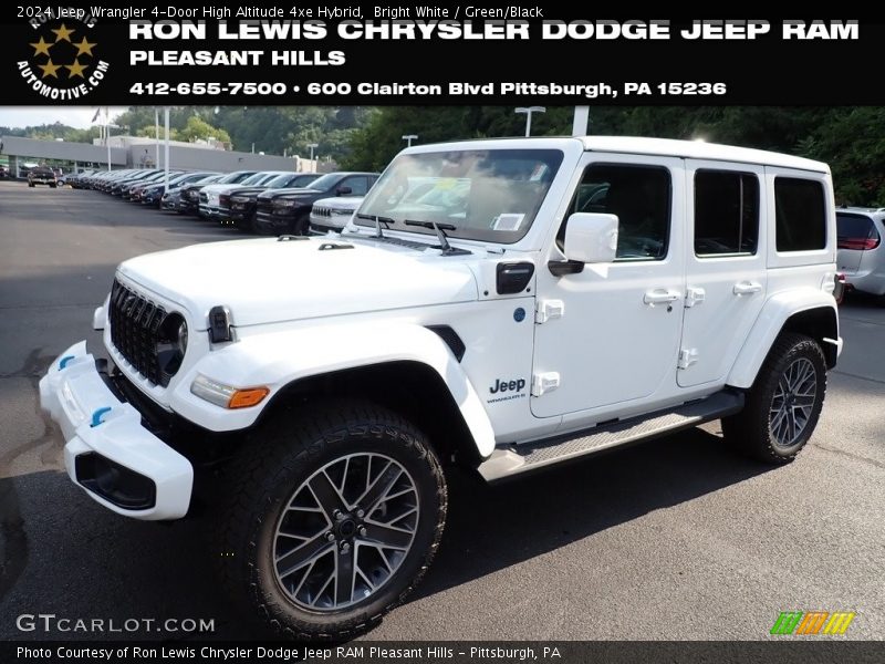 Bright White / Green/Black 2024 Jeep Wrangler 4-Door High Altitude 4xe Hybrid