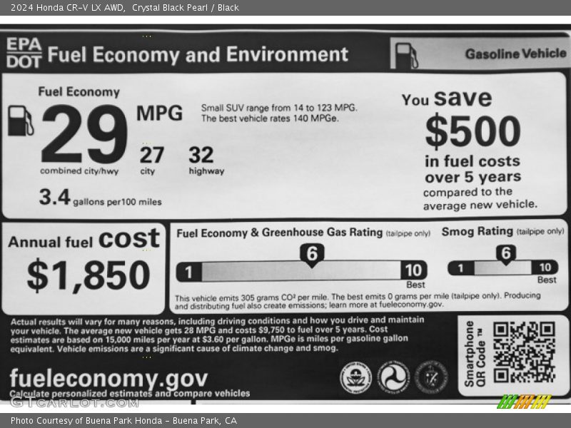 Crystal Black Pearl / Black 2024 Honda CR-V LX AWD