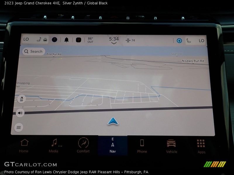 Navigation of 2023 Grand Cherokee 4XE