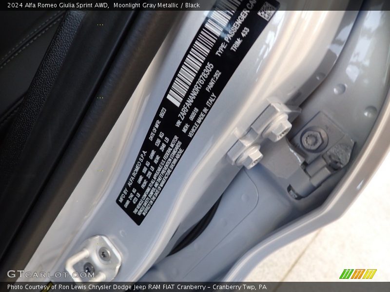 2024 Giulia Sprint AWD Moonlight Gray Metallic Color Code 252