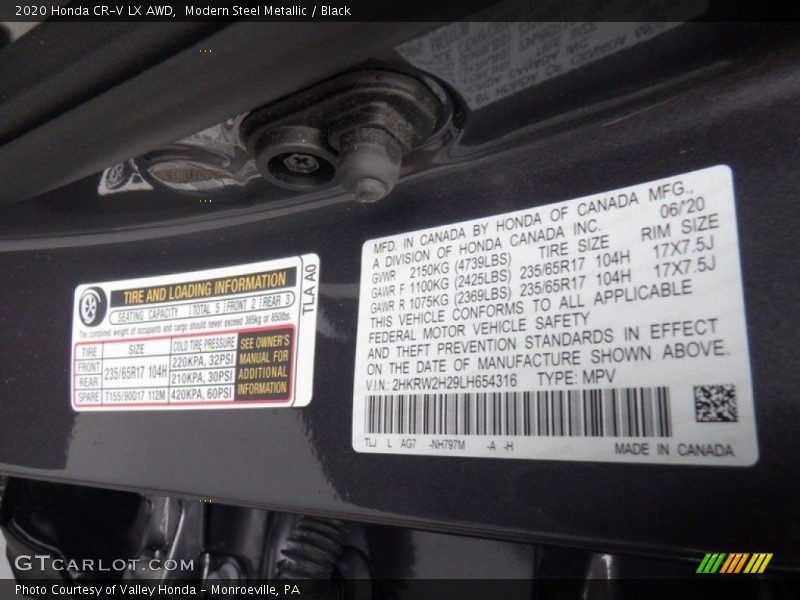 Modern Steel Metallic / Black 2020 Honda CR-V LX AWD