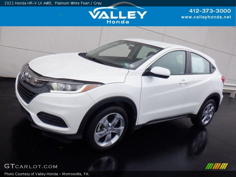 Platinum White Pearl / Gray 2021 Honda HR-V LX AWD