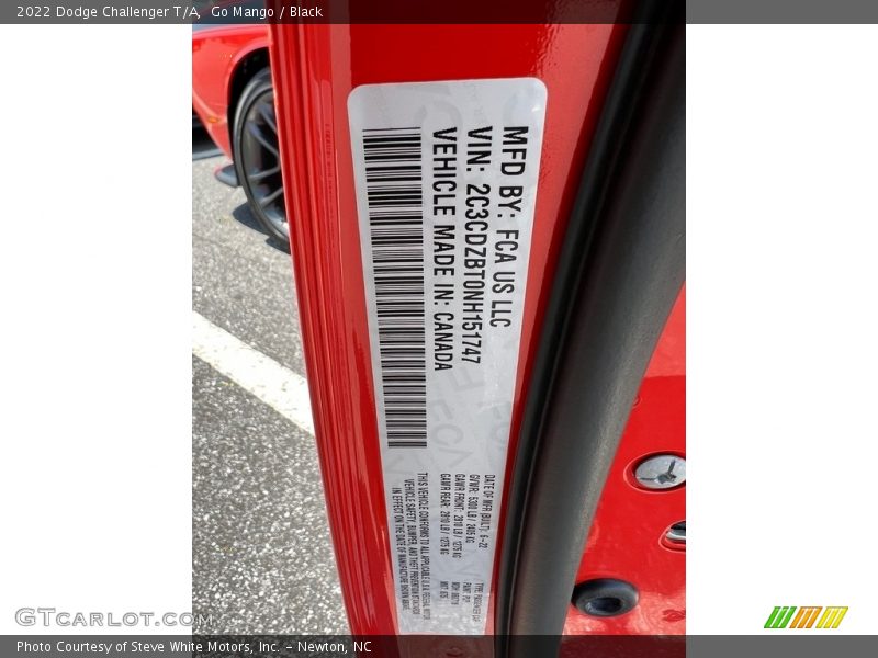 Go Mango / Black 2022 Dodge Challenger T/A