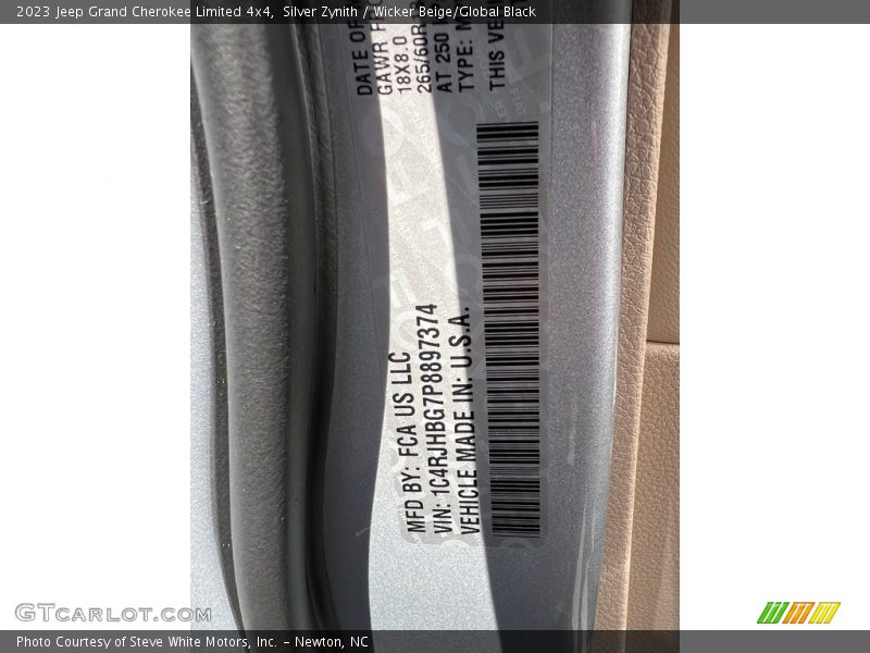 Silver Zynith / Wicker Beige/Global Black 2023 Jeep Grand Cherokee Limited 4x4