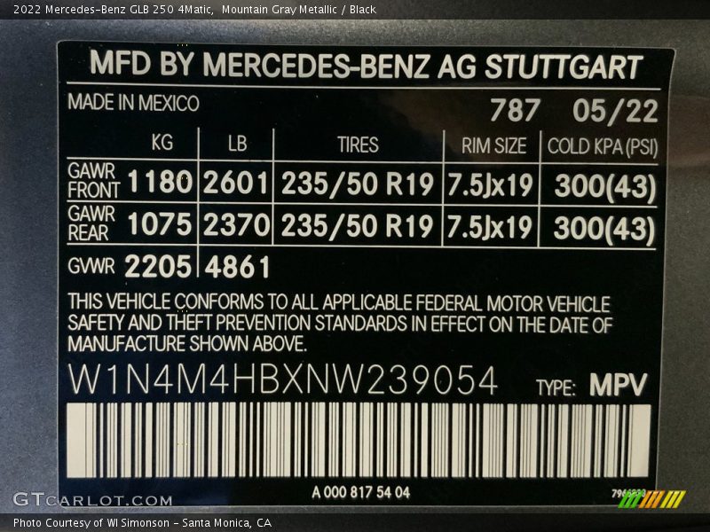 Mountain Gray Metallic / Black 2022 Mercedes-Benz GLB 250 4Matic