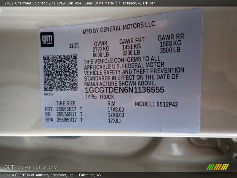 Sand Dune Metallic / Jet Black/­Dark Ash 2022 Chevrolet Colorado Z71 Crew Cab 4x4