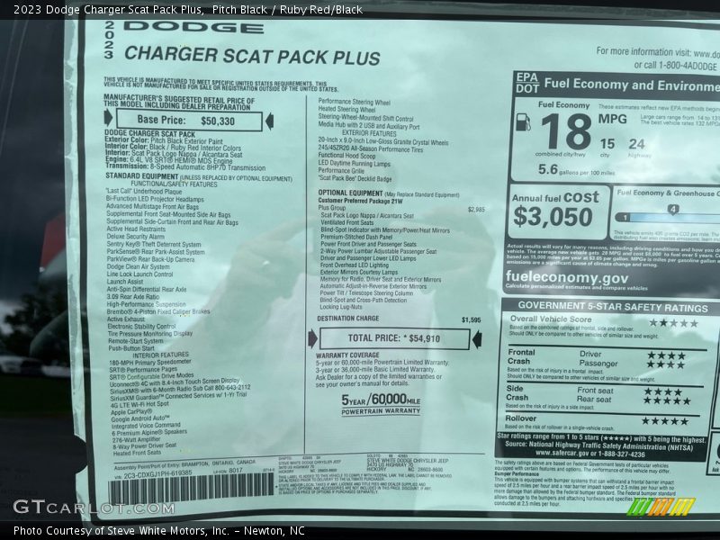  2023 Charger Scat Pack Plus Window Sticker