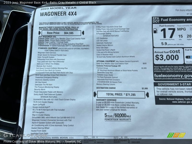 Baltic Gray Metallic / Global Black 2023 Jeep Wagoneer Base 4x4
