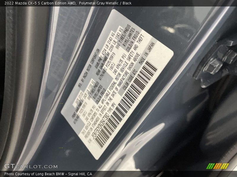 2022 CX-5 S Carbon Edition AWD Polymetal Gray Metallic Color Code 47C