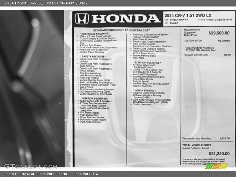  2024 CR-V LX Window Sticker