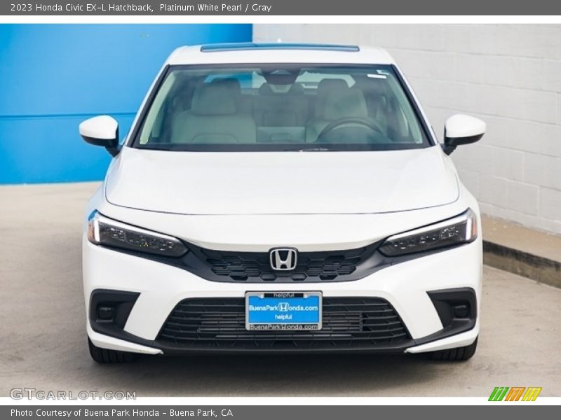 Platinum White Pearl / Gray 2023 Honda Civic EX-L Hatchback