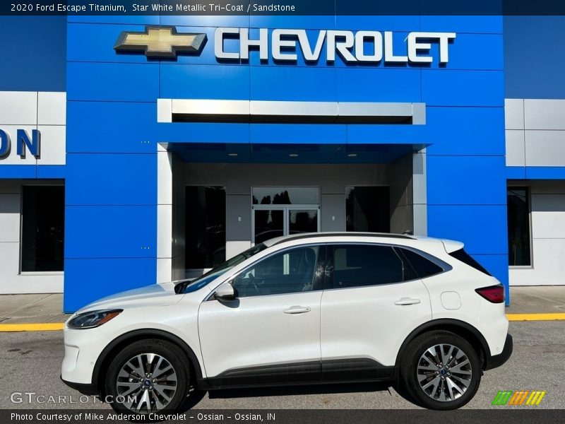 Star White Metallic Tri-Coat / Sandstone 2020 Ford Escape Titanium