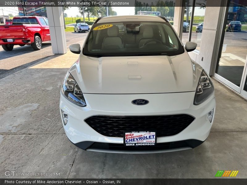 Star White Metallic Tri-Coat / Sandstone 2020 Ford Escape Titanium