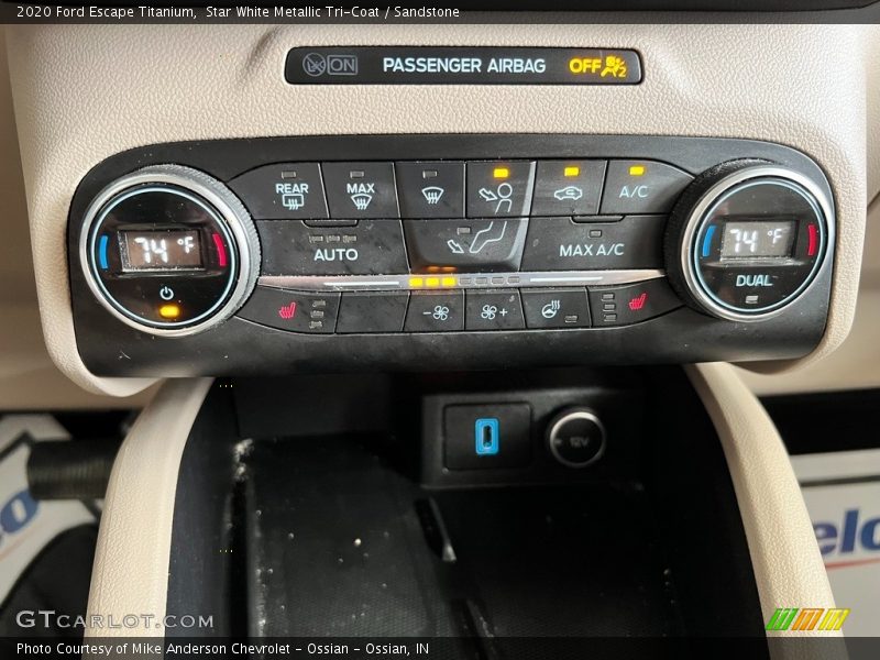 Star White Metallic Tri-Coat / Sandstone 2020 Ford Escape Titanium