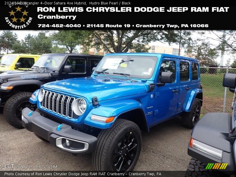 Hydro Blue Pearl / Black 2024 Jeep Wrangler 4-Door Sahara 4xe Hybrid