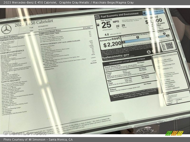 Graphite Gray Metallic / Macchiato Beige/Magma Gray 2023 Mercedes-Benz E 450 Cabriolet