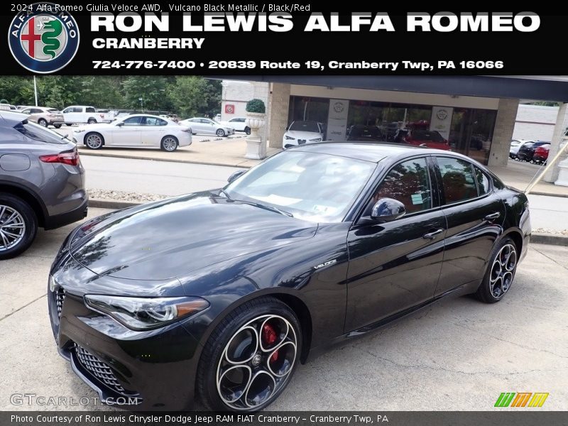 Vulcano Black Metallic / Black/Red 2024 Alfa Romeo Giulia Veloce AWD