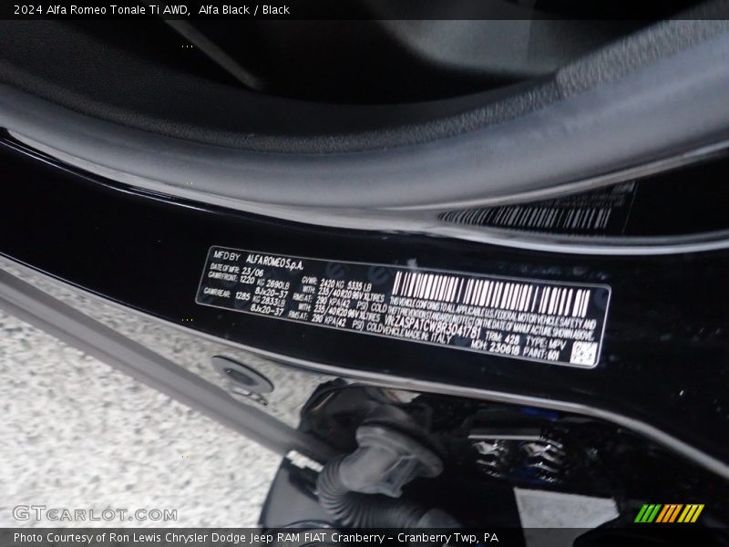 2024 Tonale Ti AWD Alfa Black Color Code 601