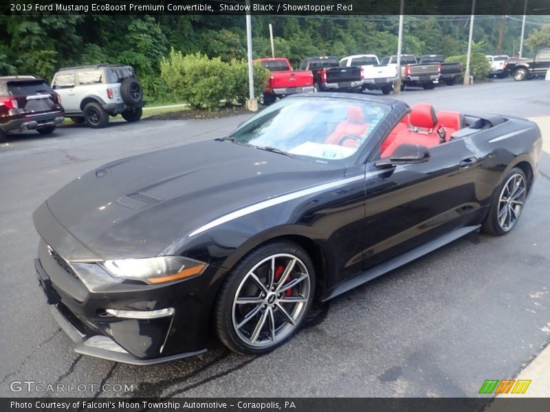 Shadow Black / Showstopper Red 2019 Ford Mustang EcoBoost Premium Convertible