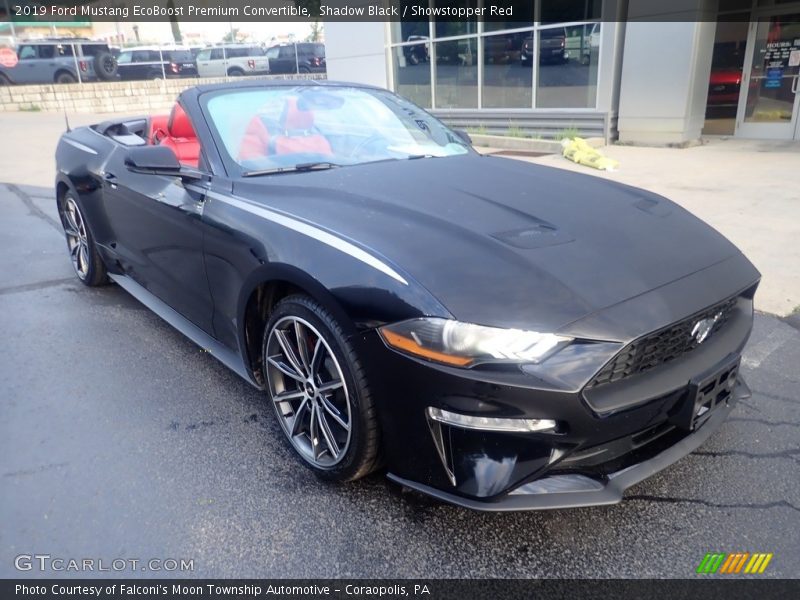 Shadow Black / Showstopper Red 2019 Ford Mustang EcoBoost Premium Convertible