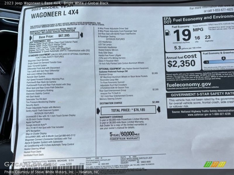 Bright White / Global Black 2023 Jeep Wagoneer L Base 4x4