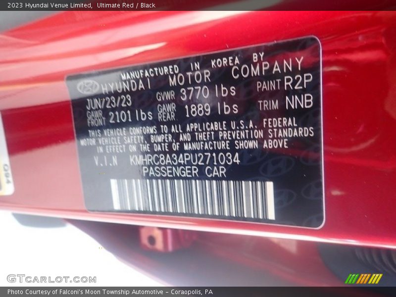 2023 Venue Limited Ultimate Red Color Code R2P