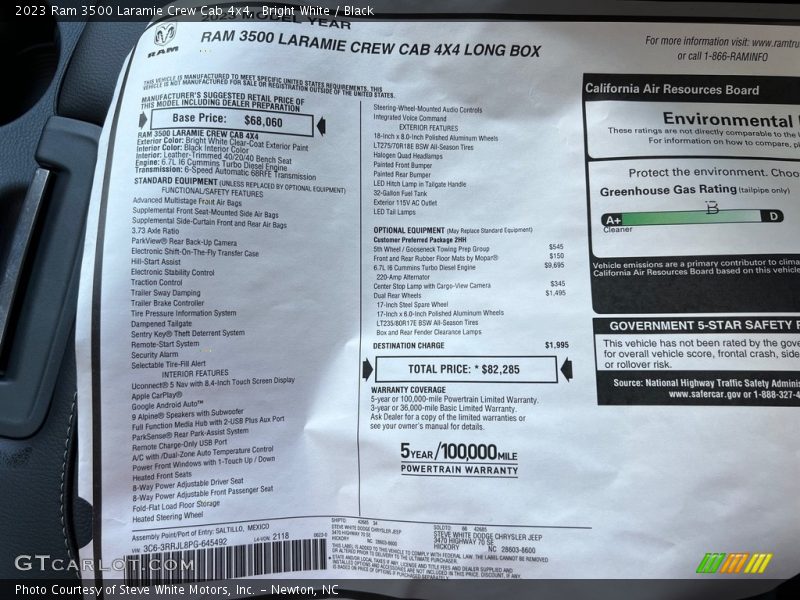  2023 3500 Laramie Crew Cab 4x4 Window Sticker