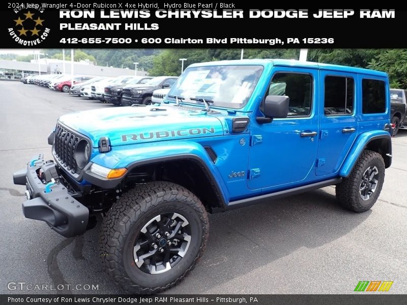 Hydro Blue Pearl / Black 2024 Jeep Wrangler 4-Door Rubicon X 4xe Hybrid