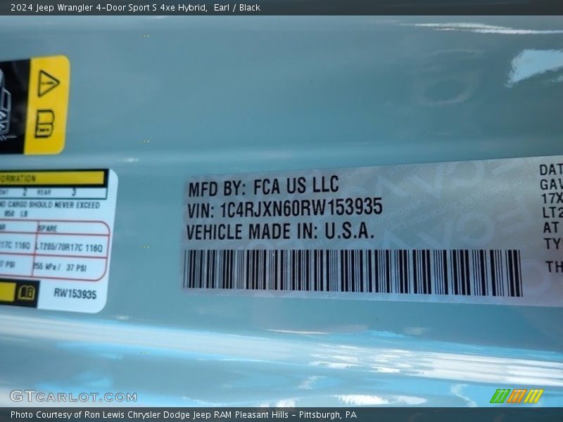 Earl / Black 2024 Jeep Wrangler 4-Door Sport S 4xe Hybrid