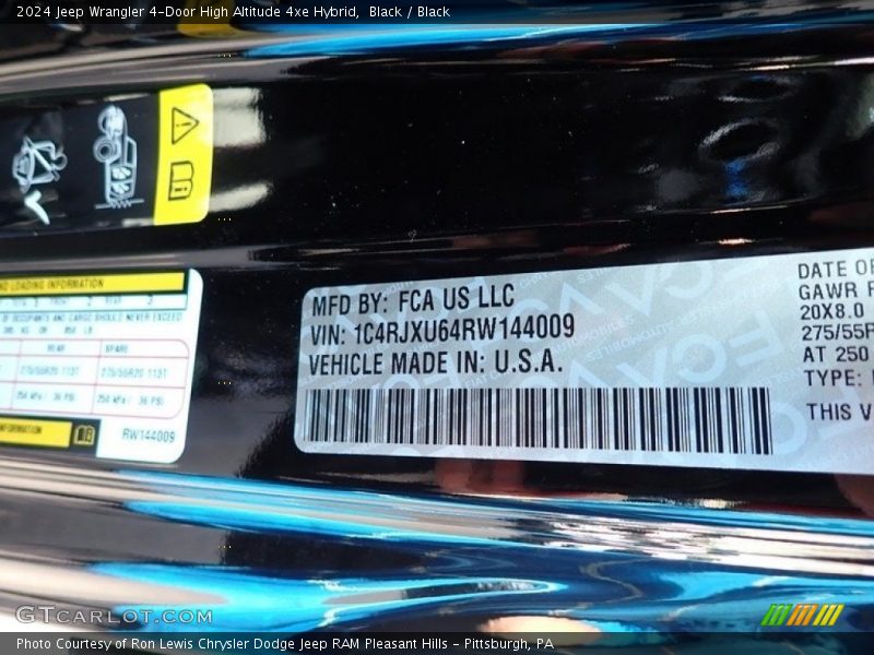 Black / Black 2024 Jeep Wrangler 4-Door High Altitude 4xe Hybrid