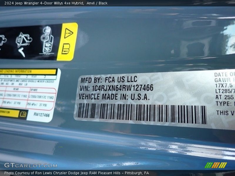 Anvil / Black 2024 Jeep Wrangler 4-Door Willys 4xe Hybrid