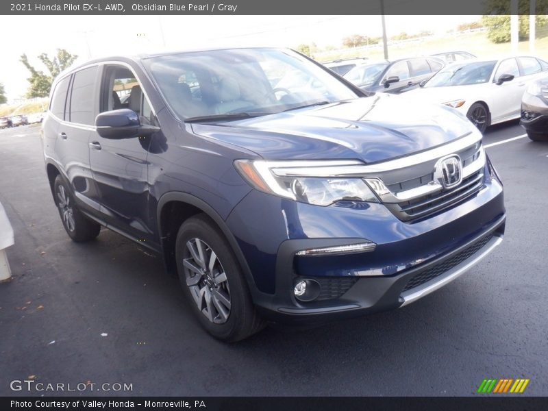 Obsidian Blue Pearl / Gray 2021 Honda Pilot EX-L AWD