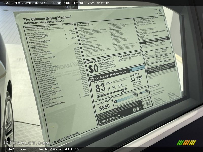  2023 i7 Series xDrive60 Window Sticker