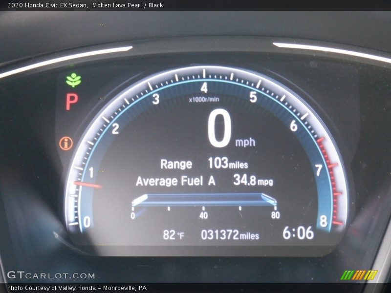 Molten Lava Pearl / Black 2020 Honda Civic EX Sedan