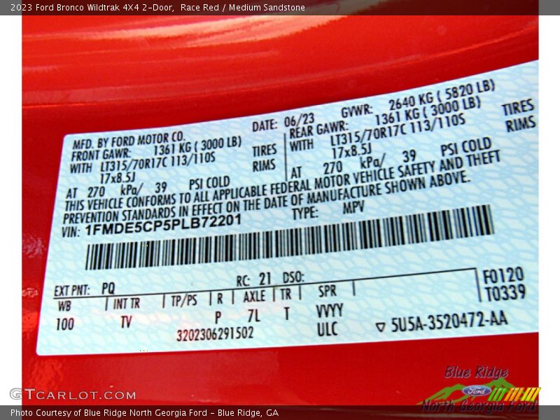 Race Red / Medium Sandstone 2023 Ford Bronco Wildtrak 4X4 2-Door