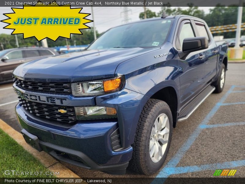 Northsky Blue Metallic / Jet Black 2021 Chevrolet Silverado 1500 Custom Crew Cab 4x4