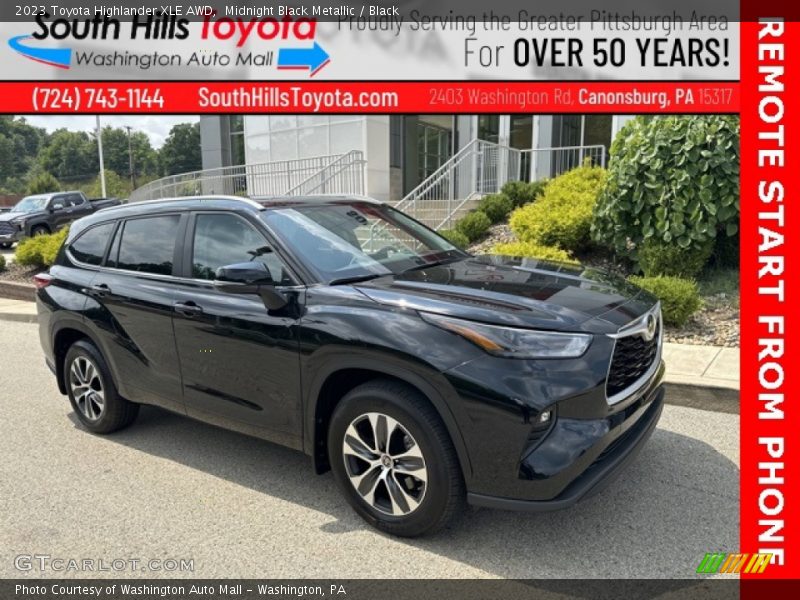 Midnight Black Metallic / Black 2023 Toyota Highlander XLE AWD