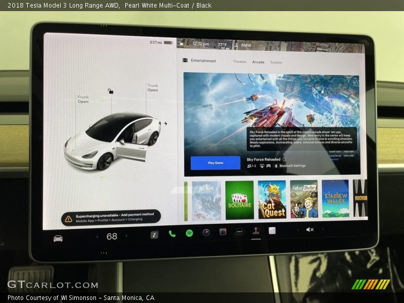 Controls of 2018 Model 3 Long Range AWD
